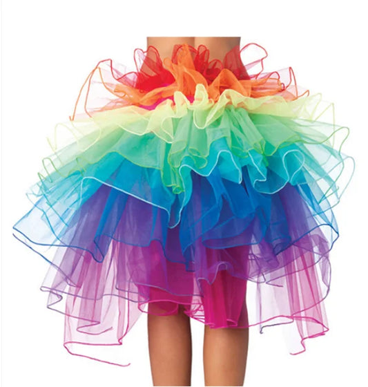 Lady's Rainbow Tail Ballet Tutu Skirt For Women New Halloween Costume Cosplay Fluffy Organza Rave Dance Skirt