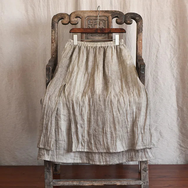 Women Loose Elastic Waist Linen Vintage Skirts Ladies Loose Spring Autumn Retro Skirt Female Skirts