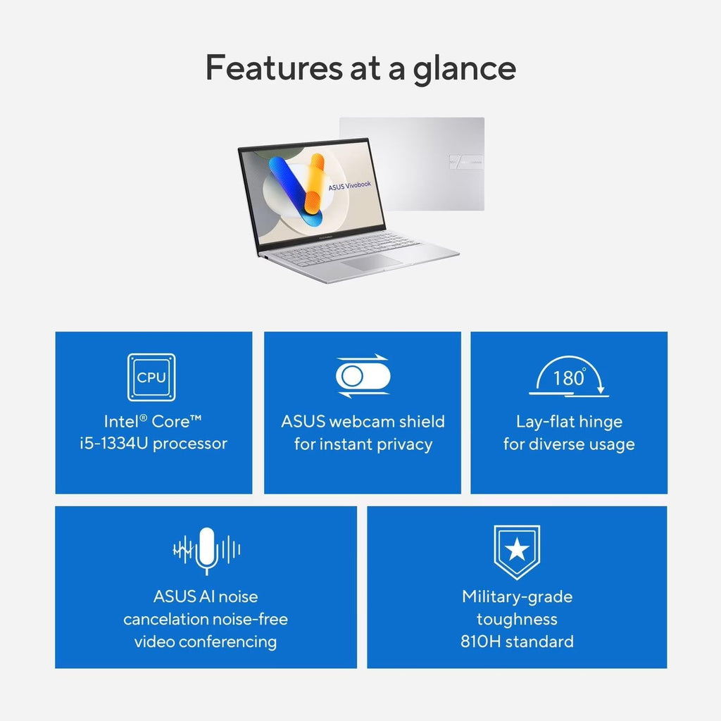 ASUS Vivobook 15 15.6" FHD Laptop, Intel 10-Core i5 1334U, 16GB RAM 512GB SSD, Intel Iris Xe Graphics Backlit Keyboard Win 11 WiFi 6 Bluetooth 5.2 Computer for Creator Business Gaming w/GM Accessory