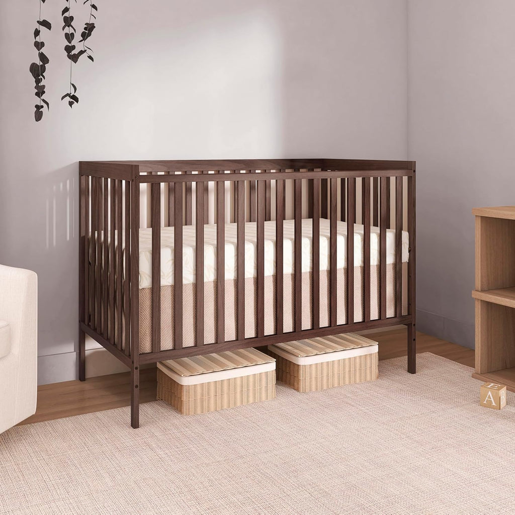 Dream On Me Synergy 5 in 1 Convertible Crib in Smokey Oak, Greenguard Gold and JPMA Certified, Converts from A Baby Crib to A Toddler Bed, A Daybed and Full-Size Bed