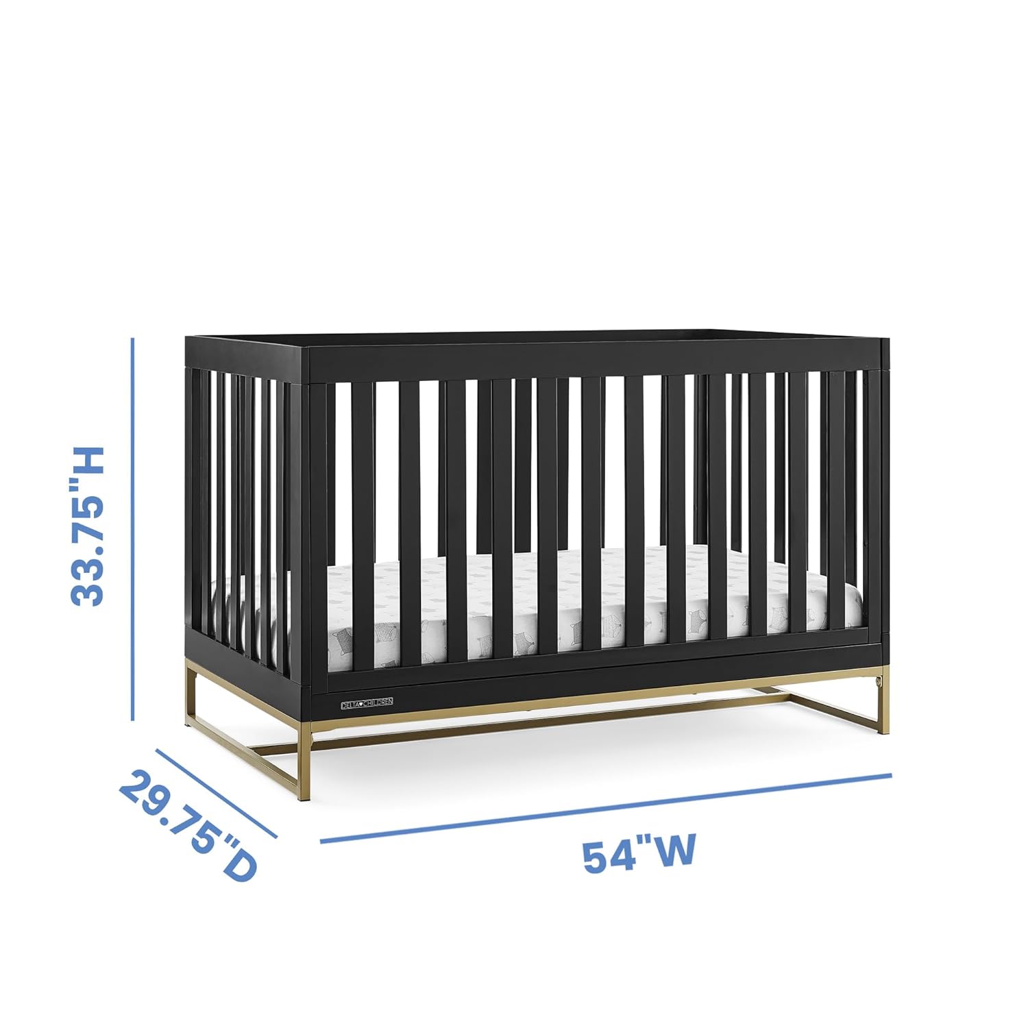 Delta Children Jade 4-in-1 Convertible Crib - Greenguard Gold Certified, Ebony/Bronze