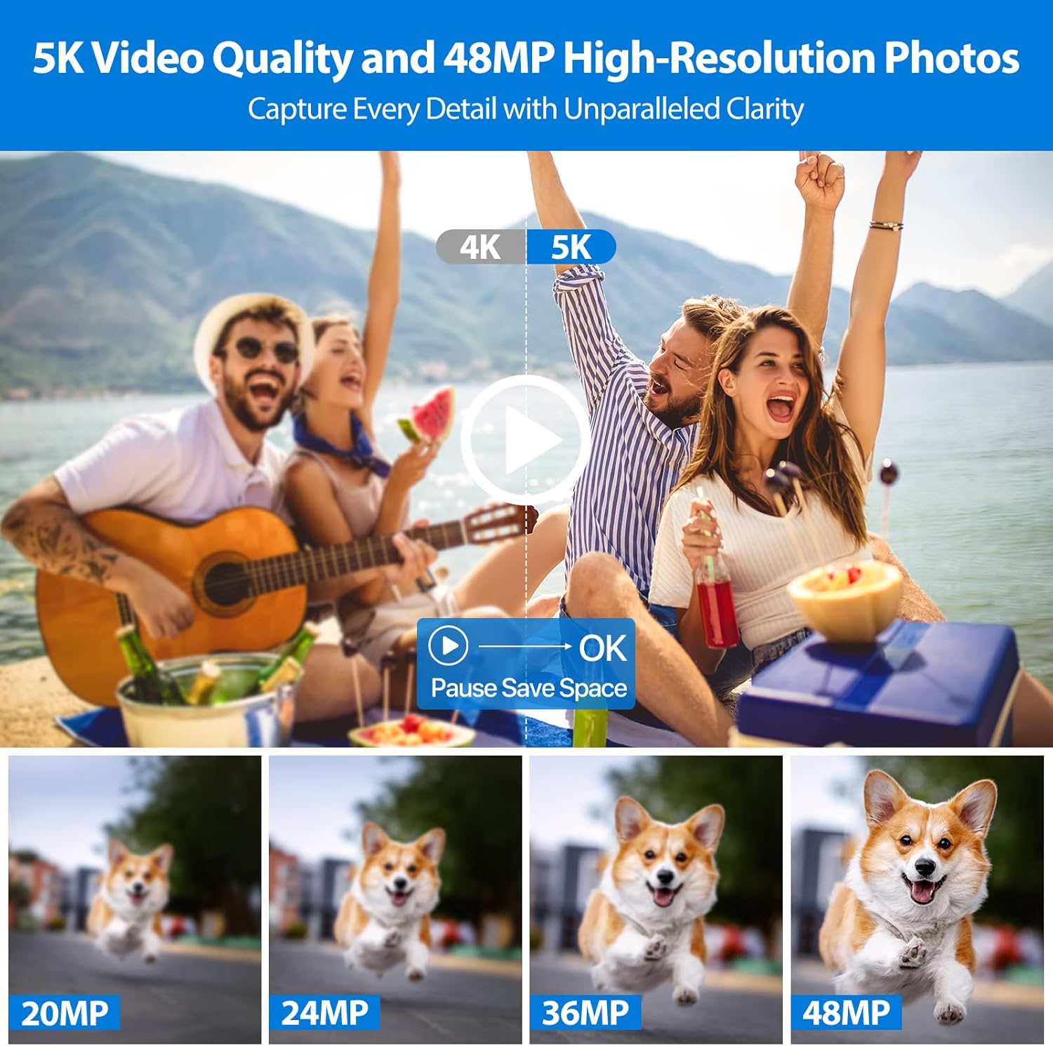 5K Digital Camera WiFi Autofocus Vlogging Camera for YouTube 48MP Camera for Photography and Video, 3.5" Screen Travel Cameras with UV Filter, Anti-Shake,16X Digital Zoom,32GB SD Card,2 Batteries