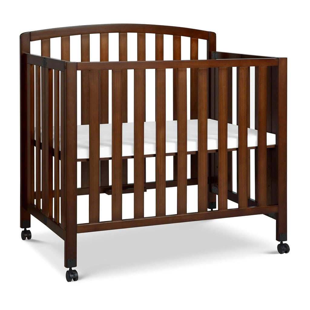 DaVinci Dylan 3-in-1 Portable Baby Crib with Wheels - Toddler Bed & Daybed Conversion - Perfect for Small Spaces & Easy to Assemble, GREENGUARD Gold Certified, 4 Adjustable Mattress Heights - Espresso