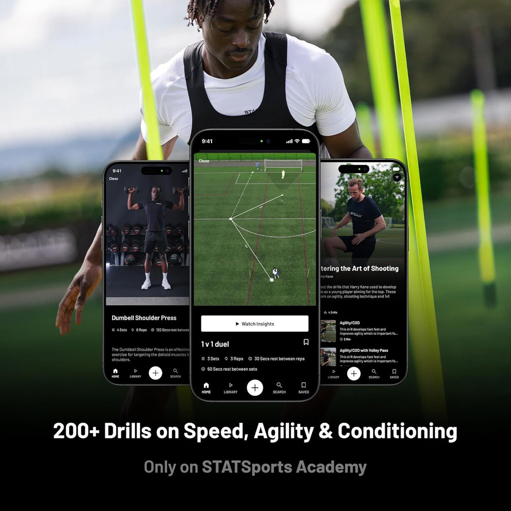 STATSports Academy GPS Soccer Tracker Vest - Unlock Elite Performance with Pro-Level Coaching, Drills & Nutrition - Tracks 24 Metrics - Football GPS Vest Used by Pro Players & Teams