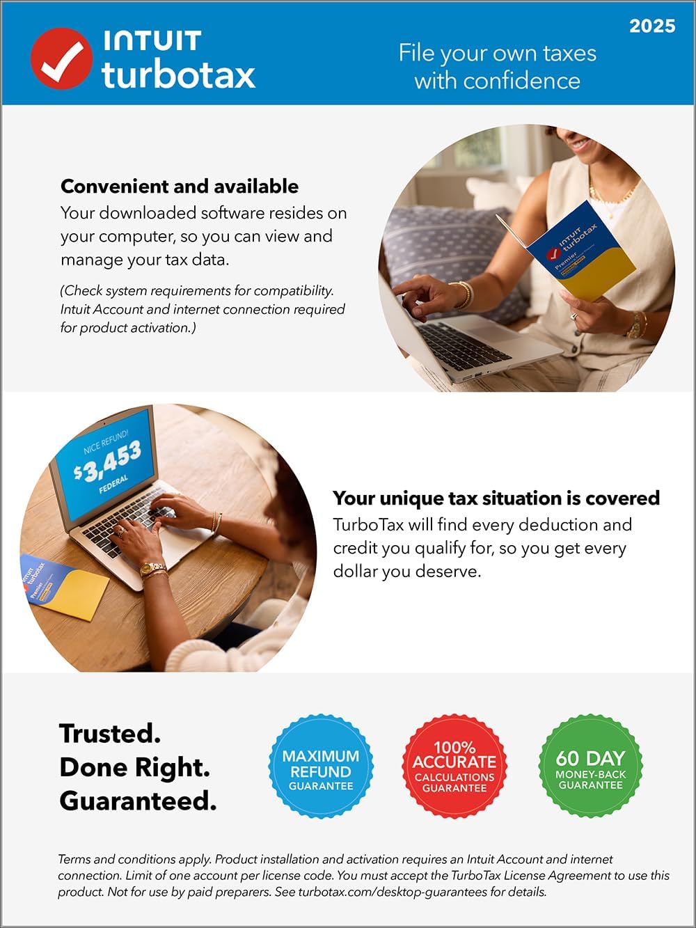 TurboTax Premier Desktop Edition 2025, Federal & State Tax Return Win11/Mac14 Download