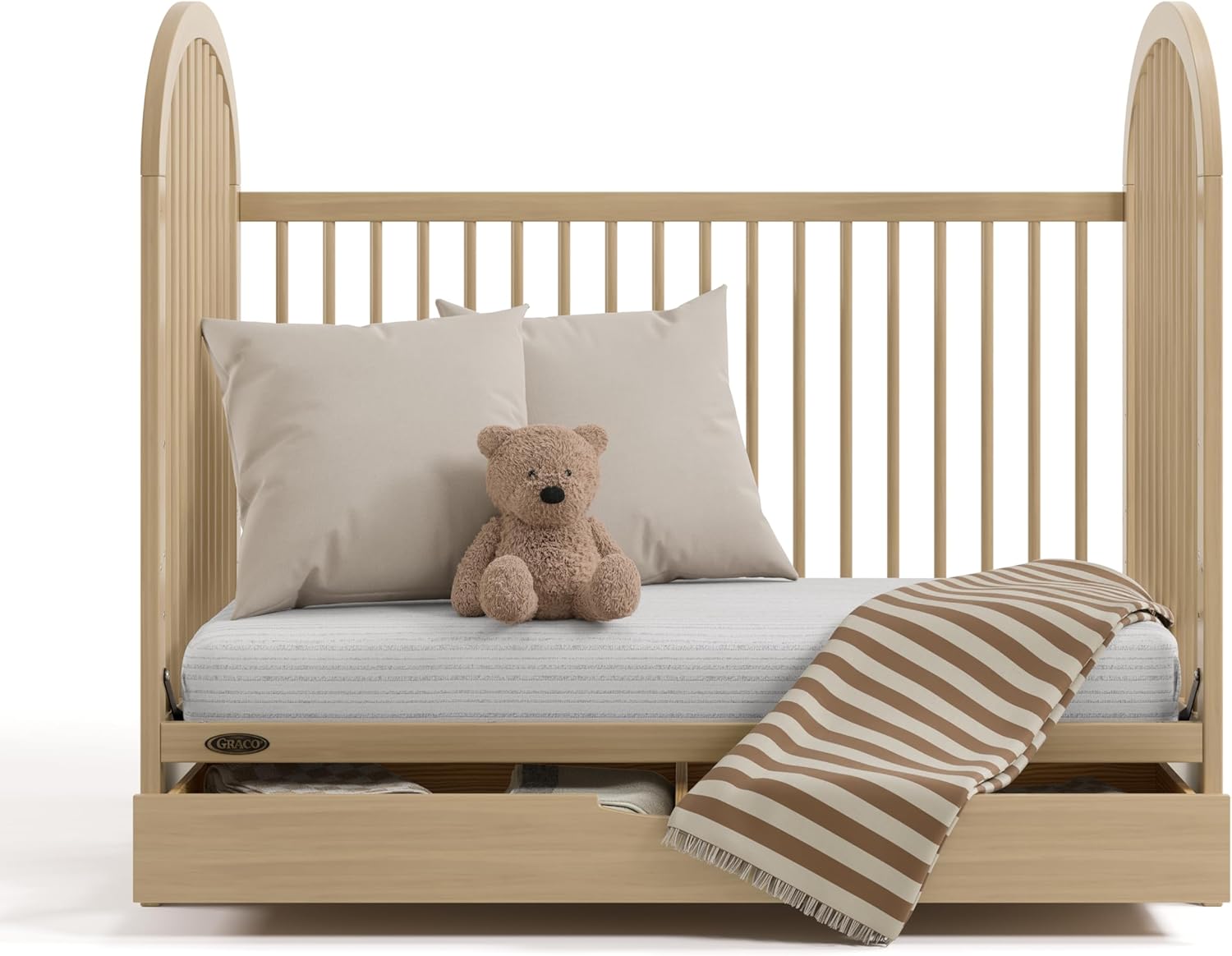 Graco Olivia 3-in-1 Convertible Crib with Drawer – Converts from Baby Crib to Toddler Bed and Daybed, GREENGUARD Gold Certified, Baby Safety Alliance Verified, Easy Assembly (Driftwood)