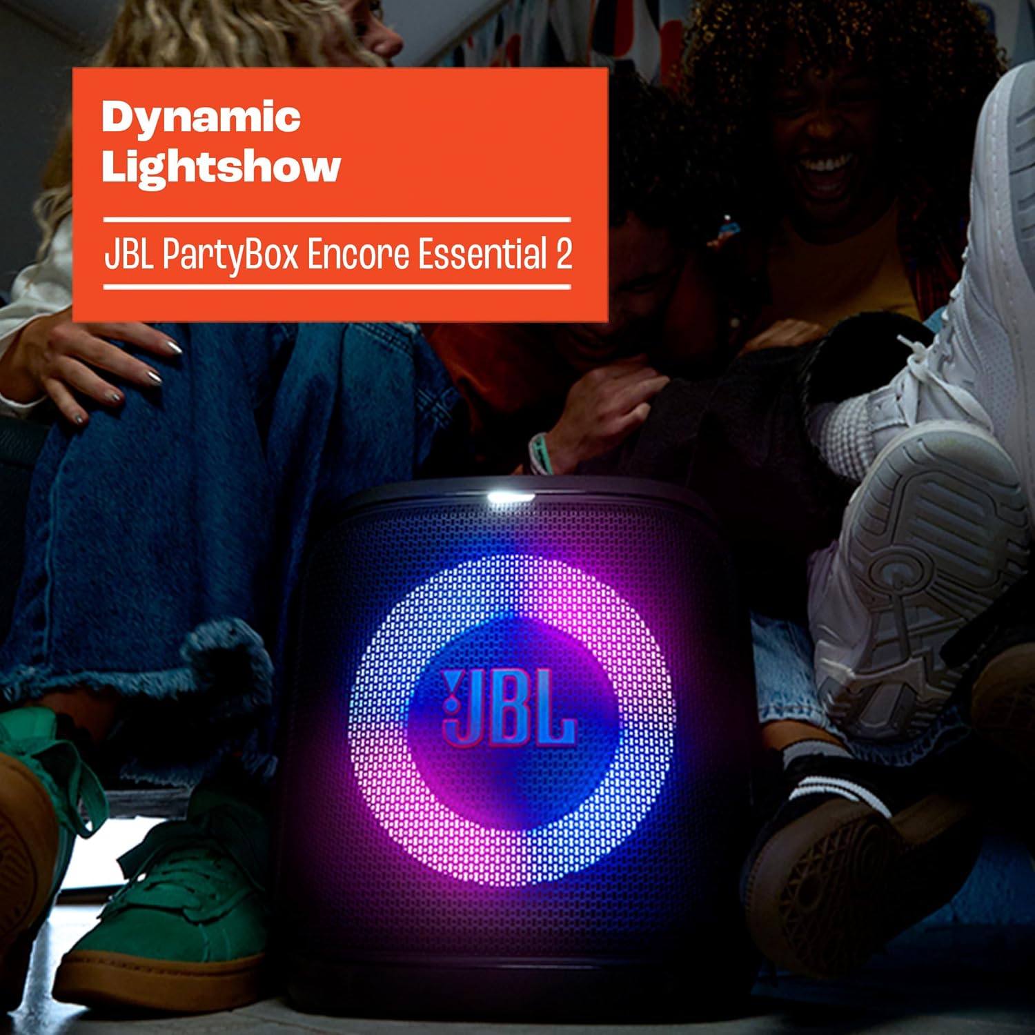 JBL PartyBox Encore Essential 2 - Portable Battery-Powered Party Speaker with AI Sound Boost, Up to 15 Hours of Play time, IPX4 Splash Proof, and Multi-Speaker Connection by Auracast (Black)
