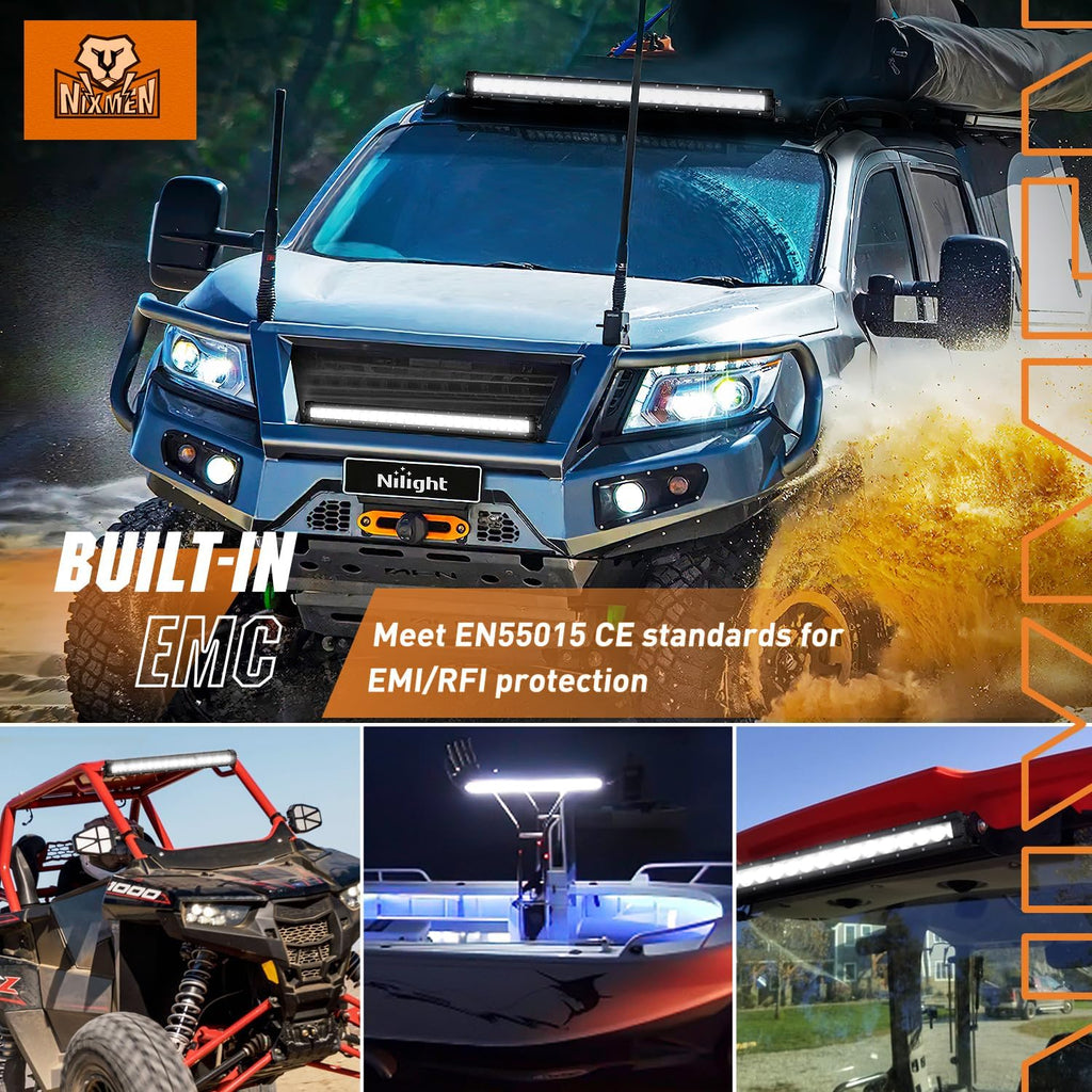 Nilight Curved LED Light Bar 42 Inch 165 W Flood Spot Combo Beam 16500LM P8/5W Chips Offroad Driving Single Row Slim Lights IP68 for UTV Truck RZR SUV ATV Boat