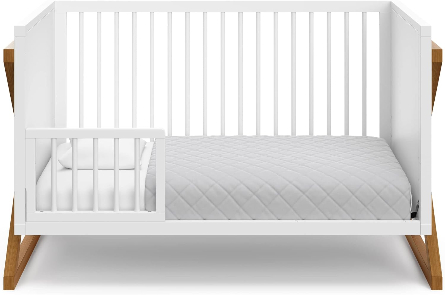 Storkcraft Equinox 3-in-1 Convertible Crib – GREENGUARD Gold Certified, Fits Standard Crib Mattress, Converts to Toddler Bed and Daybed, 4 Adjustable Mattress Heights (White and Vintage Driftwood)