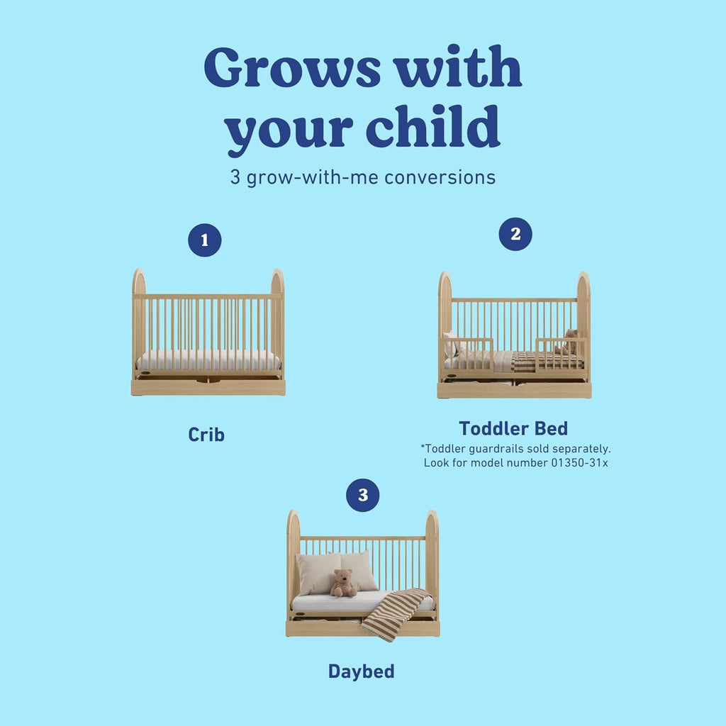 Graco Olivia 3-in-1 Convertible Crib with Drawer – Converts from Baby Crib to Toddler Bed and Daybed, GREENGUARD Gold Certified, Baby Safety Alliance Verified, Easy Assembly (Driftwood)