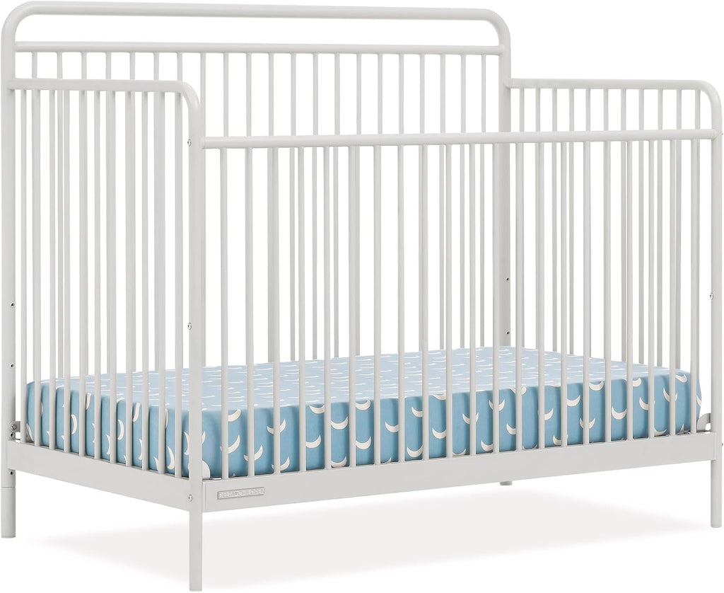 Delta Children Hayden 5-in-1 Convertible Metal Crib, Warm Gray