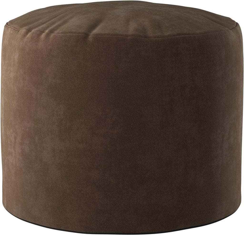 Howard Elliott Collection Tall Round Pouf Ottoman Foot Rest With Cover, Round Stuffed Filled Foot Stool, Fluffy Comfortable Soft Seating for Living Room & Bedroom, 22 x 22 x 18 Inch, Bella Chocolate