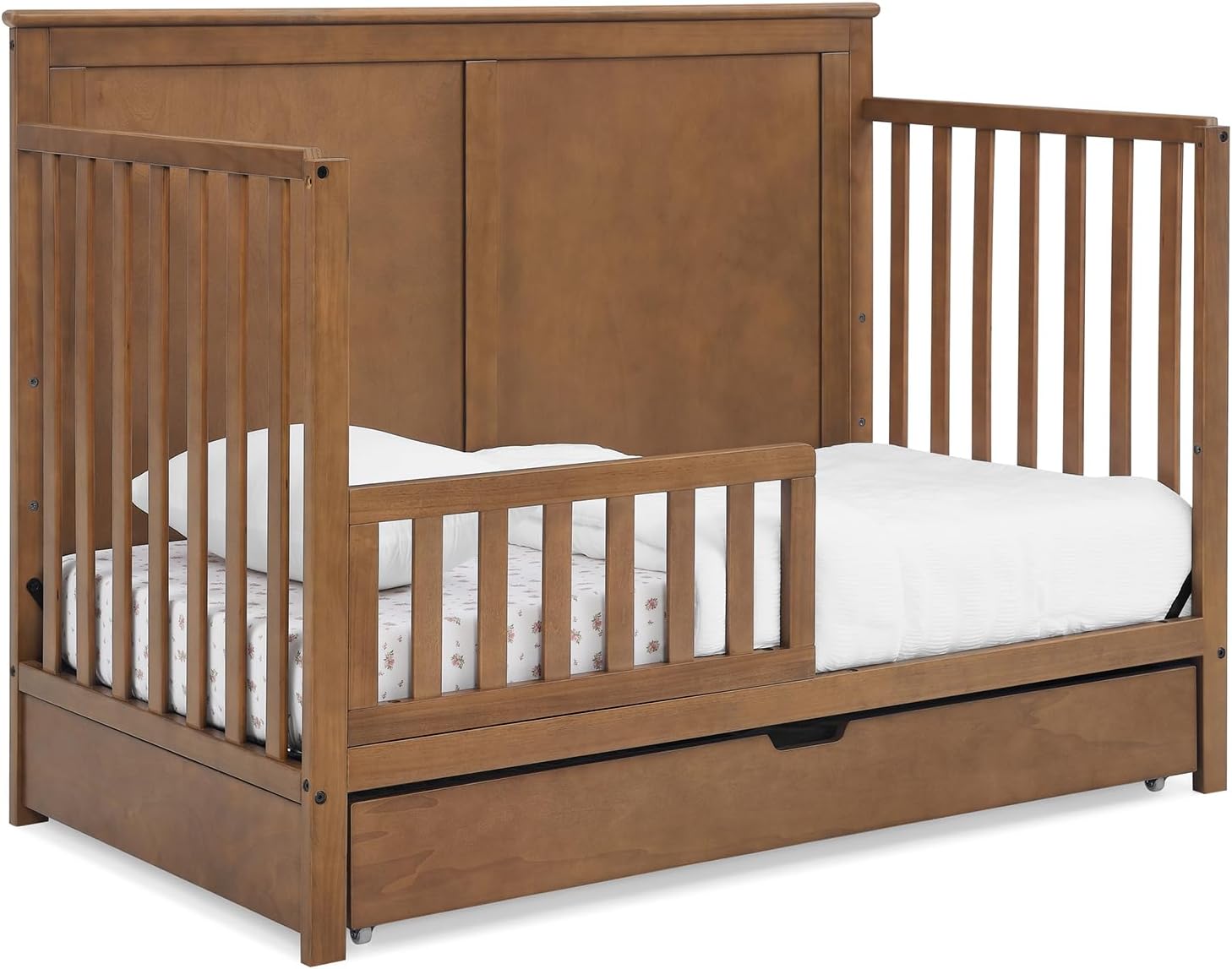 Simmons Kids Logan 6-in-1 Convertible Crib with Underdrawer - Greenguard Gold Certified, Chestnut