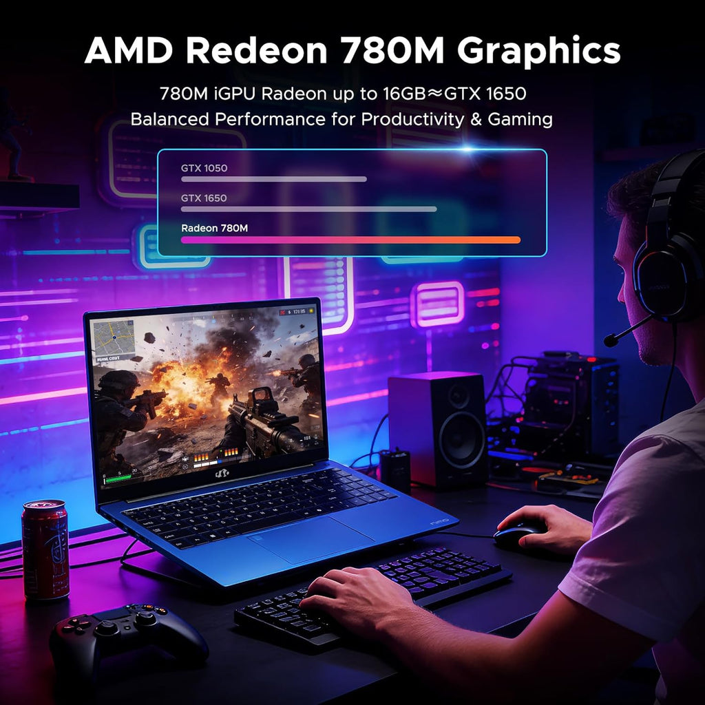 NIMO 15.6" FHD-Business-Laptop, 8 Cores AMD Ryzen 7 8745HS 32GB RAM 1TB SSD (Up to 4.9GHz, Beat R9 7940HS), Radeon-780M, 100W Fast PD for Creators & Professionals Work/Gaming, 2-Year Warranty