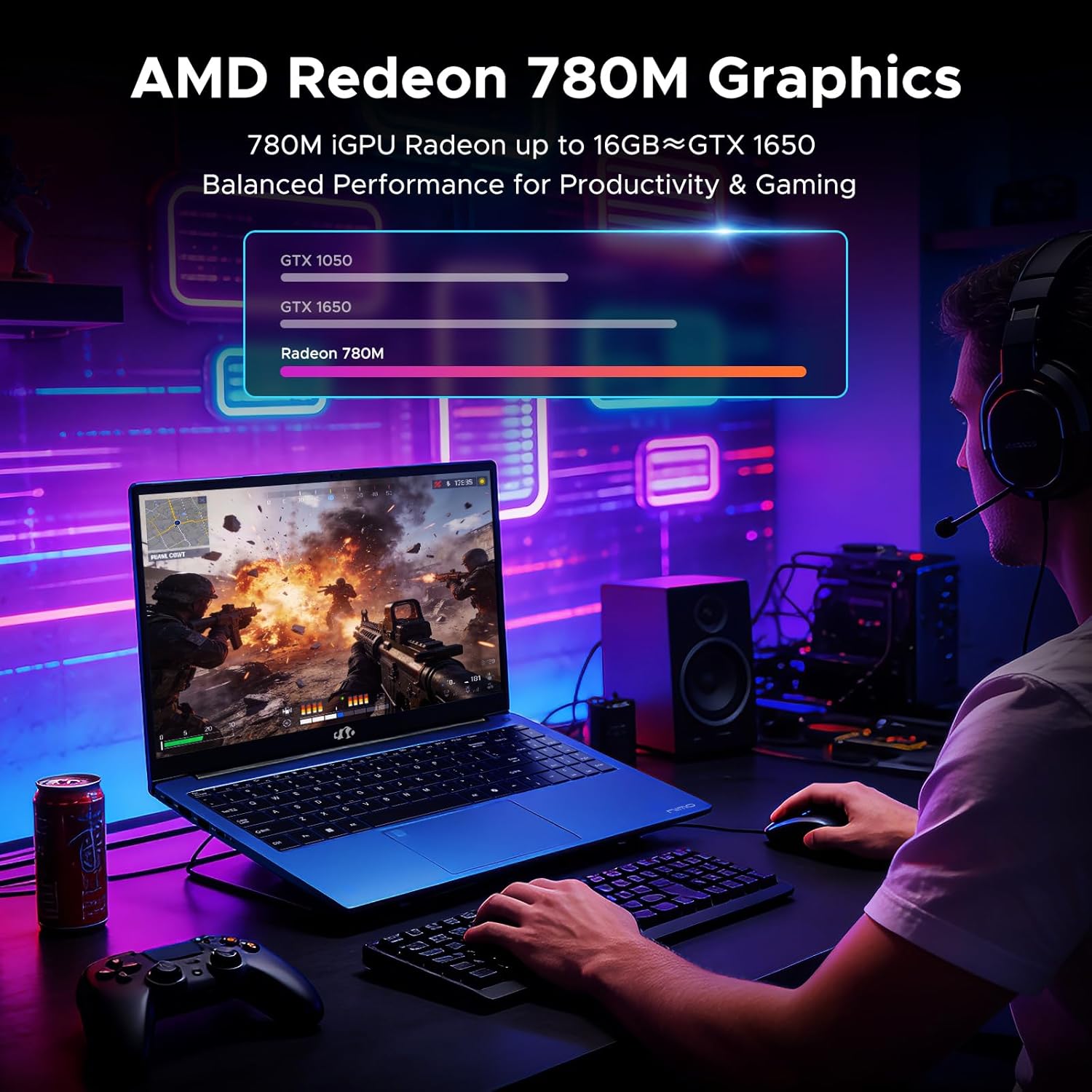 NIMO 15.6" FHD-Business-Laptop, 8 Cores AMD Ryzen 7 8745HS 32GB RAM 1TB SSD (Up to 4.9GHz, Beat R9 7940HS), Radeon-780M, 100W Fast PD for Creators & Professionals Work/Gaming, 2-Year Warranty