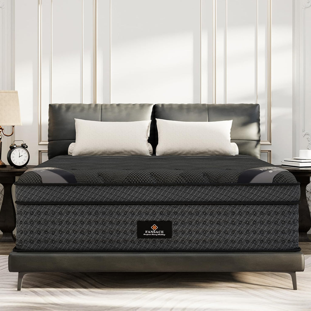 FANSACE Firm King Size Mattress (High-End Upgraded) Hotel-Level Luxury 18 Inch Hybrid King Mattress in A Box, Cooling-Gel Memory Foam & Pocket Springs, Back Pain, Extra Edge Support, 365-Night Trial