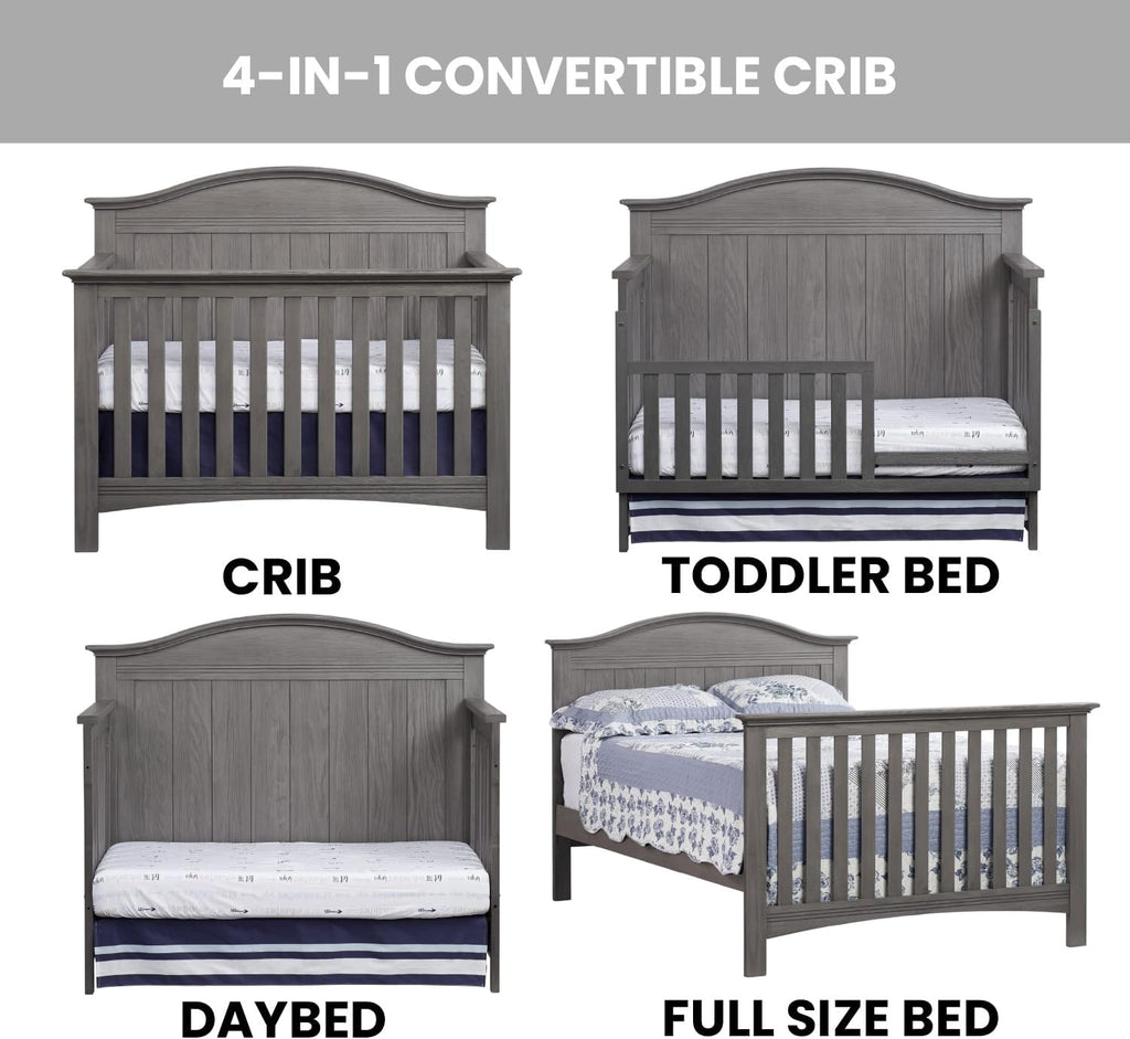 Soho Baby Chandler Premium 4-in-1 Convertible Crib, Graphite Gray, GreenGuard Gold Certified