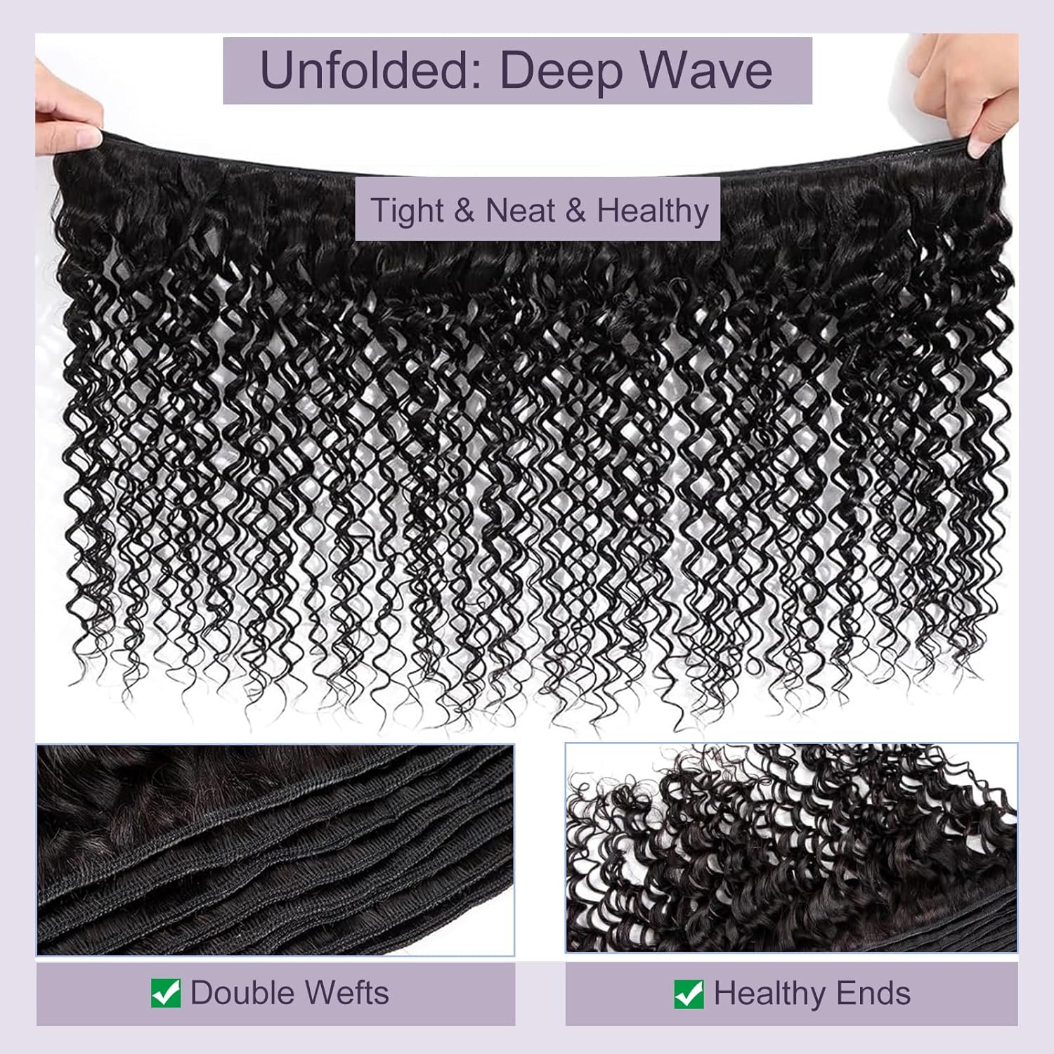 Deep Wave Human Hair Bundles, 22 24 26 Inch 13A Curly Bundles Human Hair, Wet and Wavy 100% Brazilian Virgin Quick Weave Deep Wave Bundle for Women, 300G