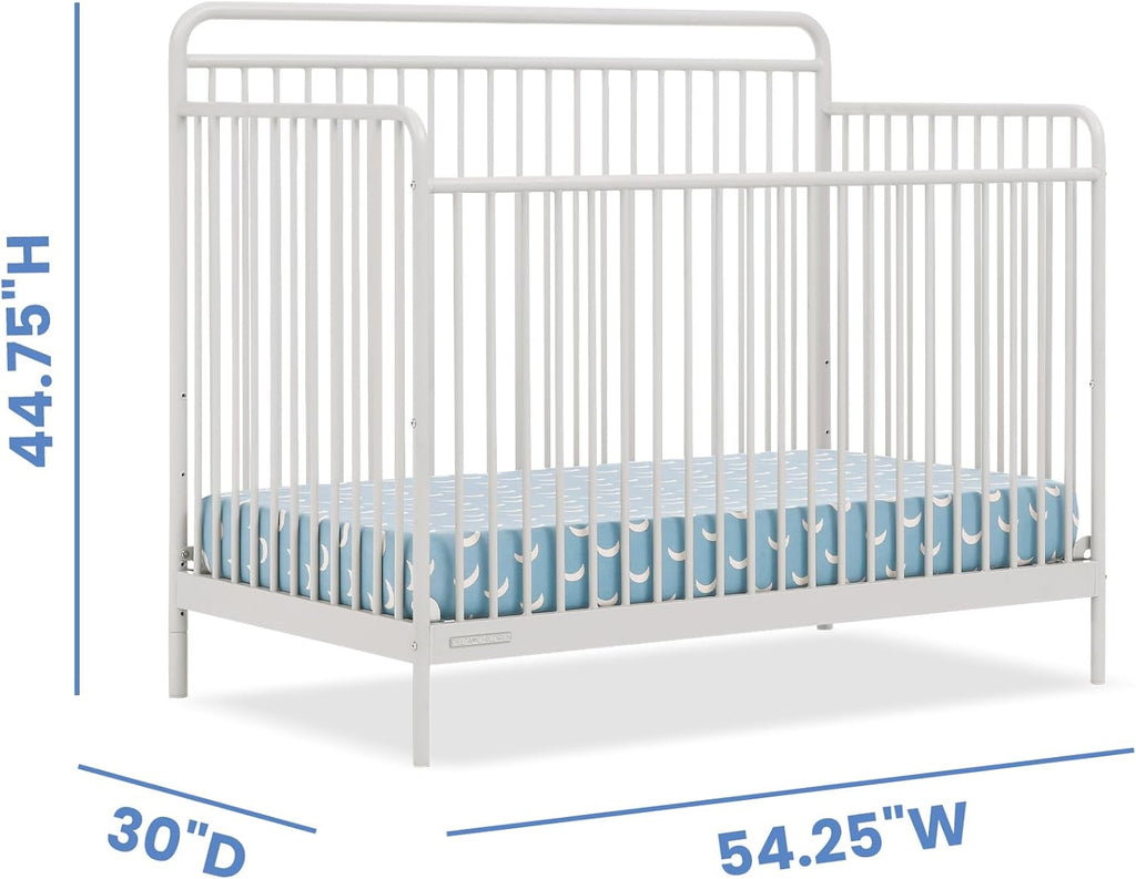 Delta Children Hayden 5-in-1 Convertible Metal Crib, Warm Gray