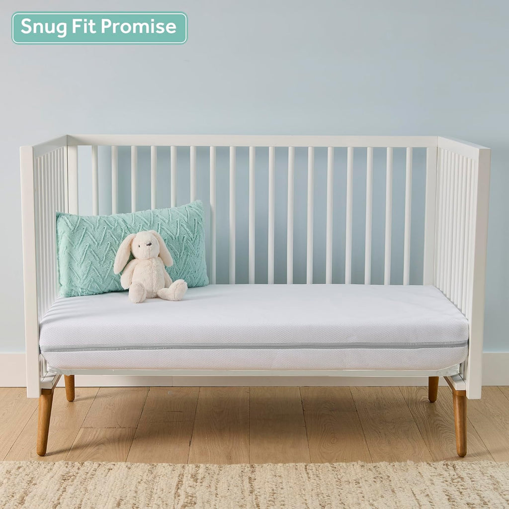 Sealy Baby DuoBreathe 2 Stage Breathable Crib Mattress, GREENGUARD Gold Certified, Made in USA, Waterproof, Premium Dual Firmness and Hypoallergenic, Toddler Bed Fit, 52x28