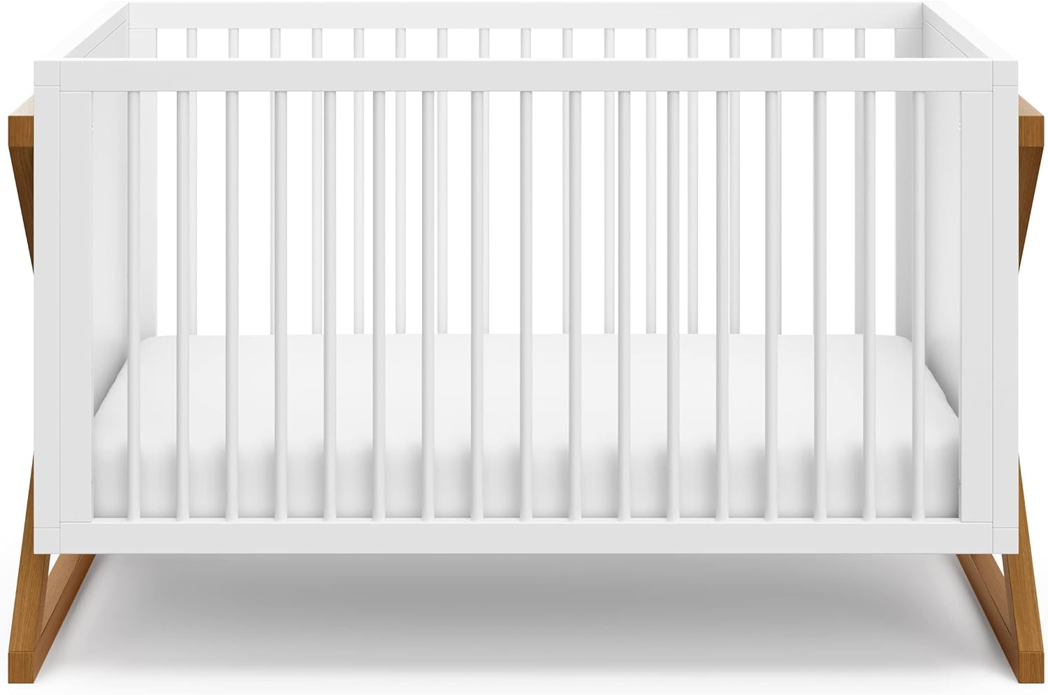 Storkcraft Equinox 3-in-1 Convertible Crib – GREENGUARD Gold Certified, Fits Standard Crib Mattress, Converts to Toddler Bed and Daybed, 4 Adjustable Mattress Heights (White and Vintage Driftwood)