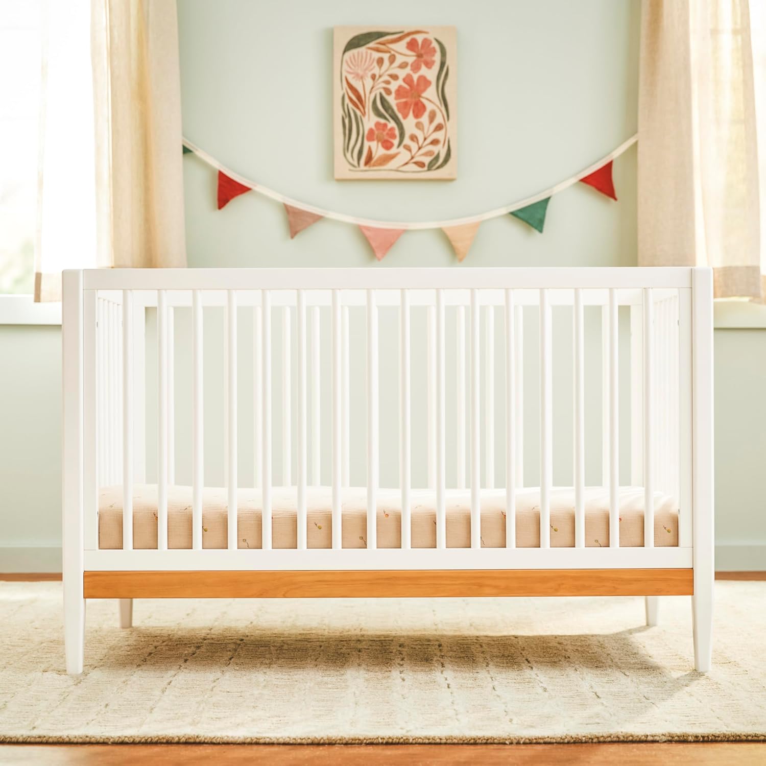 Little Seeds Clover 4-in-1 Convertible Crib, True White/Natural
