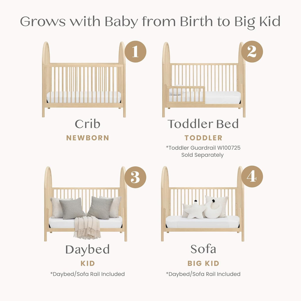 Delta Children Cannon 4-in-1 Convertible Crib - Converts from Baby Crib to Toddler Bed, Daybed and Sofa Bed, Fits Standard Full-Size Crib Mattress, Natural Sandstone