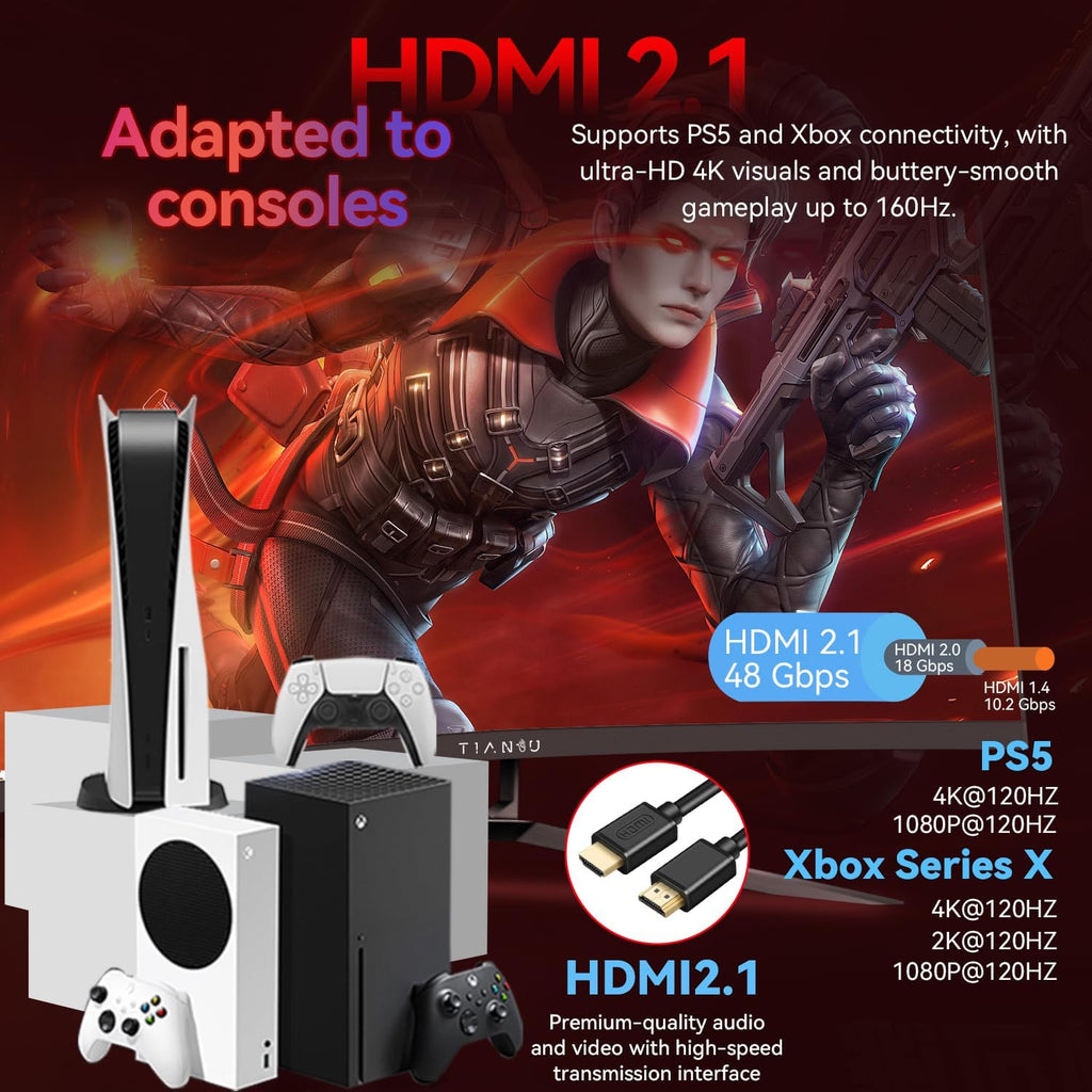 32Inch 4K Curved Monitor,160Hz UHD(3840 x 2160) Curved Gaming Monitor,1ms AMD FreeSync Premium,1500R,125% sRGB,95% DCI-P3,Monitor with Speaker,HDMI2.1,DP1.4,VESA