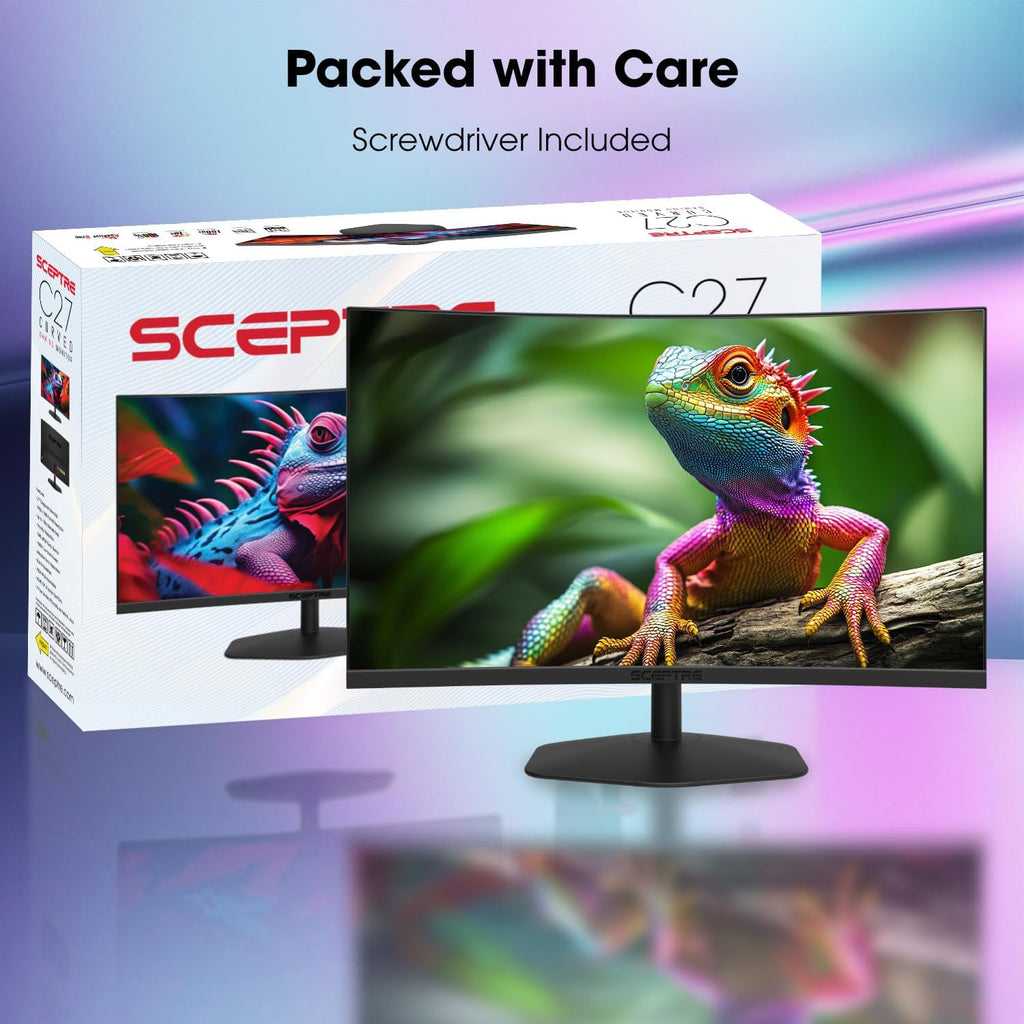New! Sceptre Curved 27-inch Gaming Monitor 1500R 100Hz HDMI X2 DisplayPort 1ms 100% sRGB, Build-in Speakers Machine Black 2026 (C275W-FW100T)