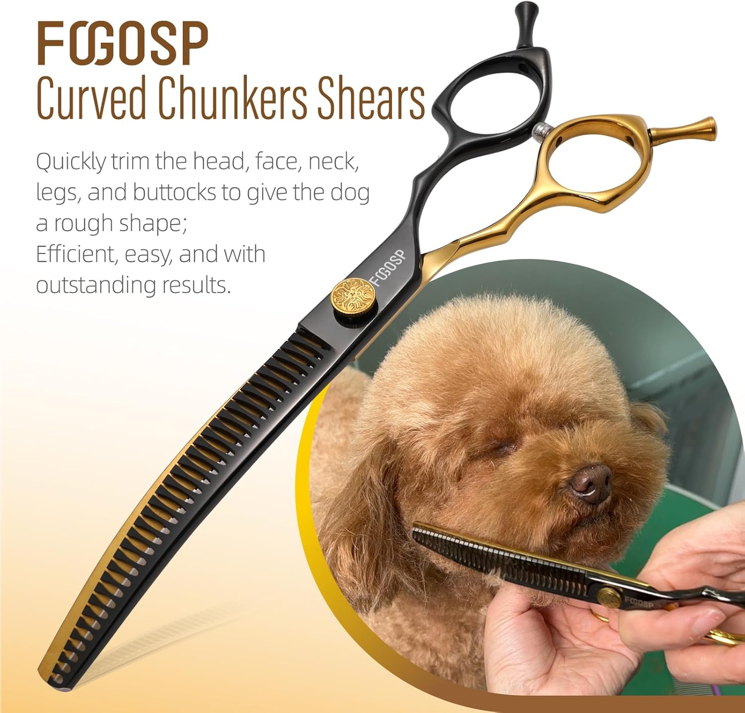 45°Curved Dog Grooming Scissors Curved Thinning Shears Curved Chunkers Dog Shears 3Pcs Combo (Black Gold)