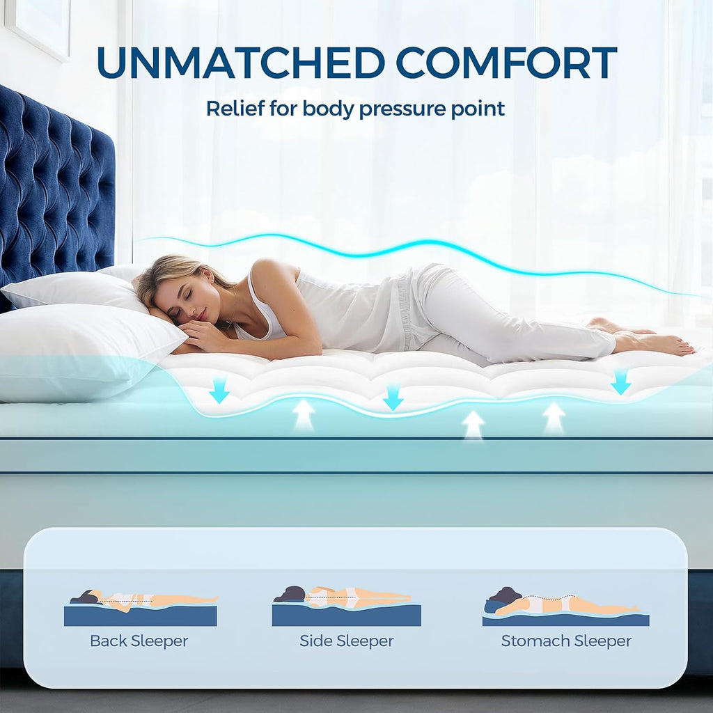 Premium Dual Layer 4 Inch Memory Foam Mattress Topper, 2 Inch Gel Memory Foam and 2 Inch Pillow Top Mattress Pad Cover for Back Pain, Extra Thick Comfort Support（Queen 60"x80"）
