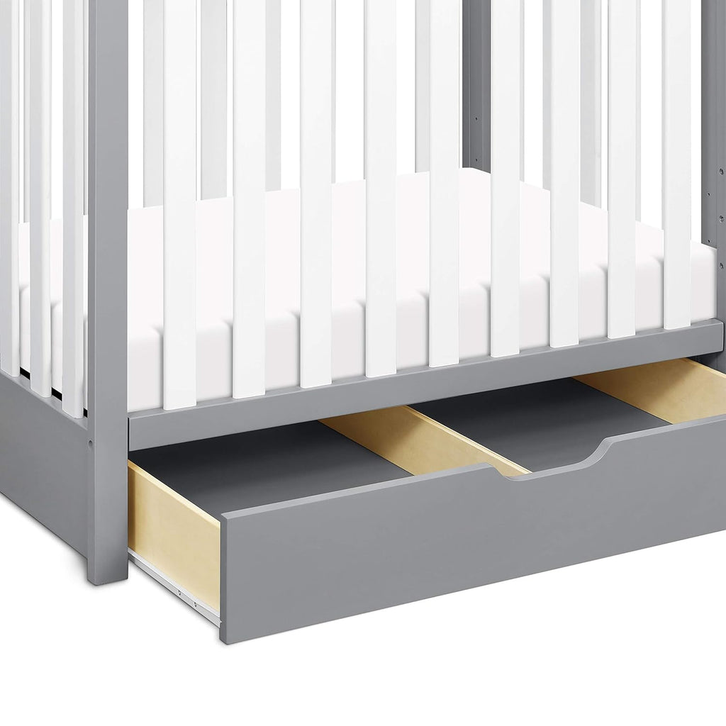 Carter's by DaVinci Colby 4-in-1 Convertible Mini Crib with Trundle Drawer in Grey and White, Greenguard Gold Certified, Undercrib Storage