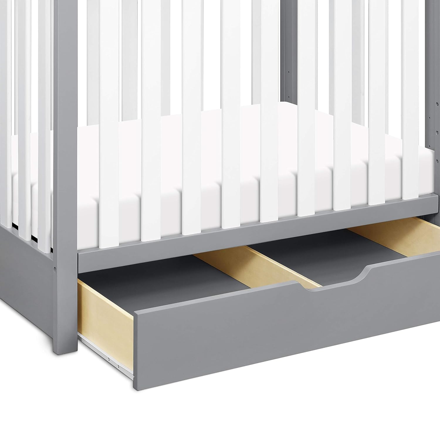 Carter's by DaVinci Colby 4-in-1 Convertible Mini Crib with Trundle Drawer in Grey and White, Greenguard Gold Certified, Undercrib Storage