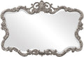 Howard Elliott Collection Antiqued Talida Red Ornate Mirror for Wall, Large Focal Point Rectangular Bedroom Living Room & Vanity Wall Mounted Mirror,Resin Frame, Glossy Nickel, 27 x 38 Inch