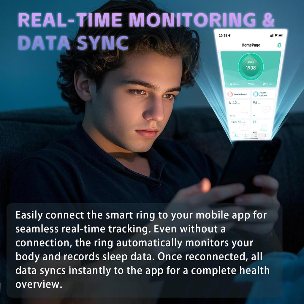 Smart Ring for Men Women – Fitness Tracker Ring with Heart Rate, SpO2, Blood Pressure, Sleep Monitoring, Step & Calorie Counter, No Subscription Fee, iOS & Android Compatible (Black, 13)