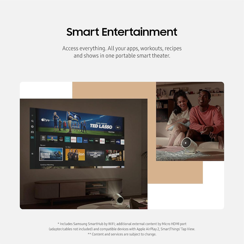 Samsung SP-LFF3CLAXXZA 30-100 Inch The Freestyle Gen2 Smart Projector with a Samsung VG-SCLB00NS The Freestyle Skin and Cradle - Forest Green (2023)