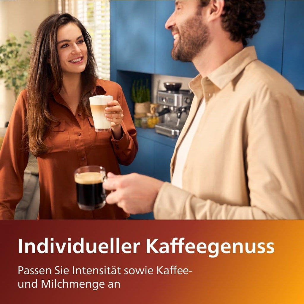 Philips 5400 Series Fully Automatic Coffee Machine EP5447/90 LatteGo 12 Coffee Specialties and 4 User Profiles Black/Chrome
