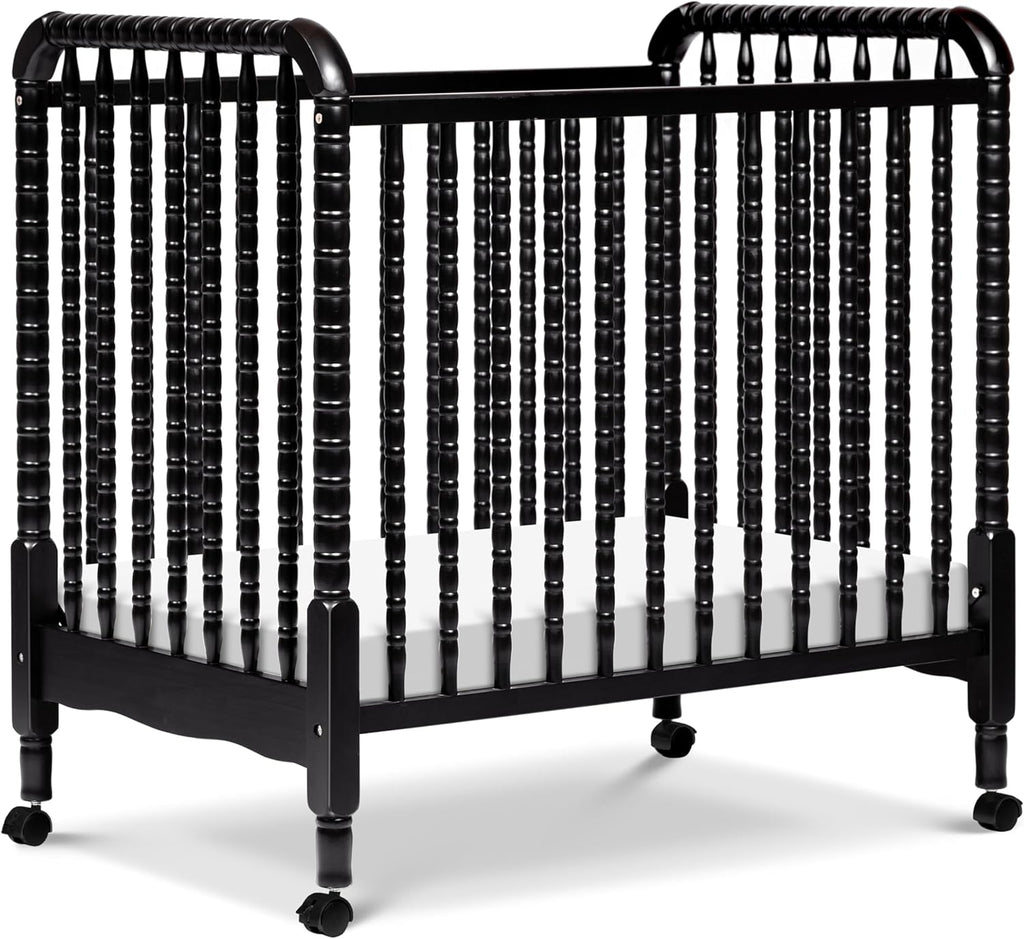 Davinci Jenny Lind 3-in-1 Convertible Mini Crib in Ebony, Removable Wheels, Greenguard Gold Certified