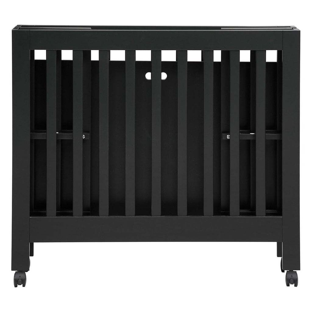 Babyletto Origami Mini Portable Folding Crib with Wheels in Black, 2 Adjustable Mattress Positions, Greenguard Gold Certified