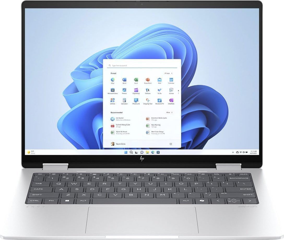 HP Envy x360 2-in-1 Laptop for Creator, Photographer, Designer (14" FHD+ Touchscreen, AMD Ryzen 5 8640HS, 16GB LPDDR5 RAM, 1TB SSD, IST Stylus) AI PC, Backlit, Wi-Fi 6E, Win 11 Pro w/AI Copilot