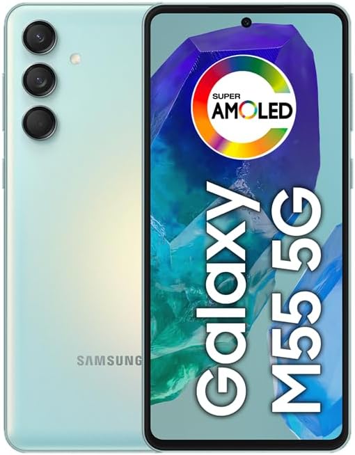 Samsung Galaxy M55 5G Dual SIM (256GB, 8GB) 6.7" 120Hz AMOLED, Snapdragon 7, 50MP 4K Camera, 4G Volte (GSM Unlocked for T-Mobile, Global) International Model M556E/DS (25W Fast Charger Bundle, Green)