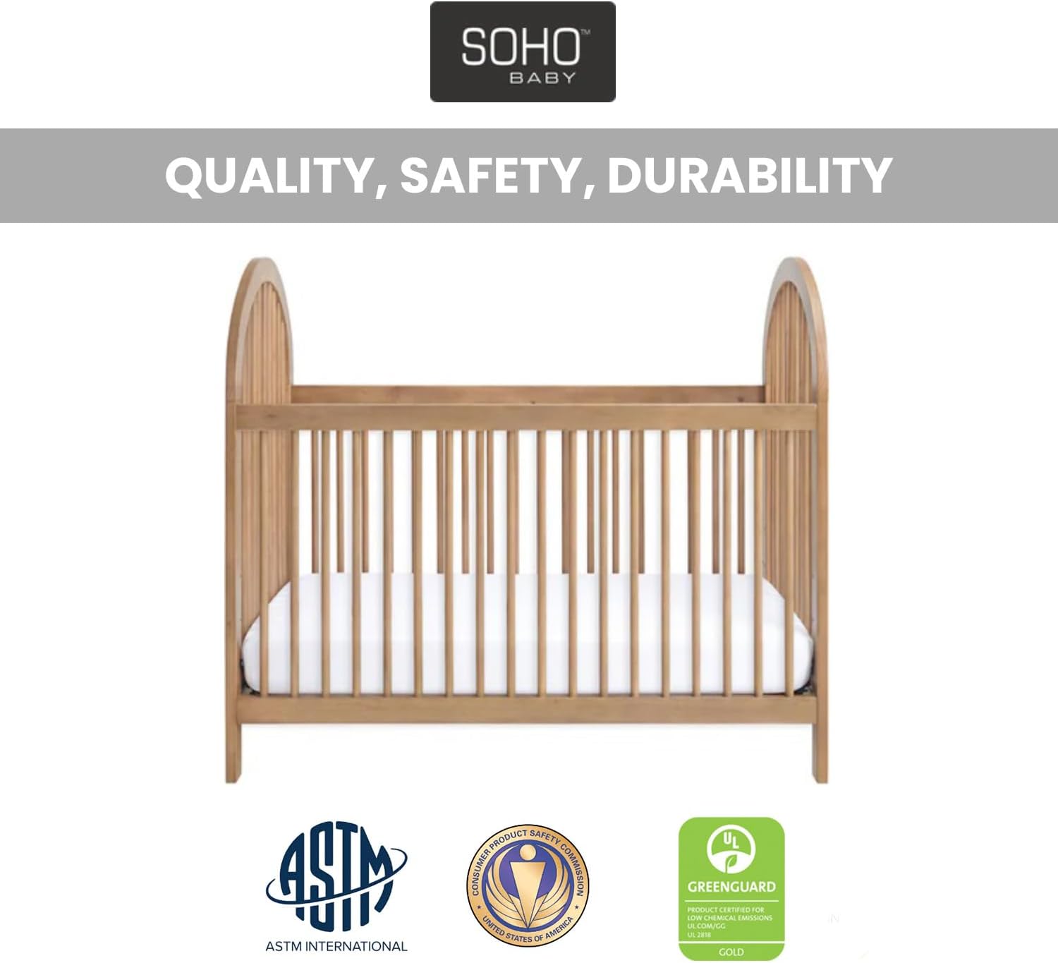 Soho Baby Everlee Convertible Island Crib, Honey Wood