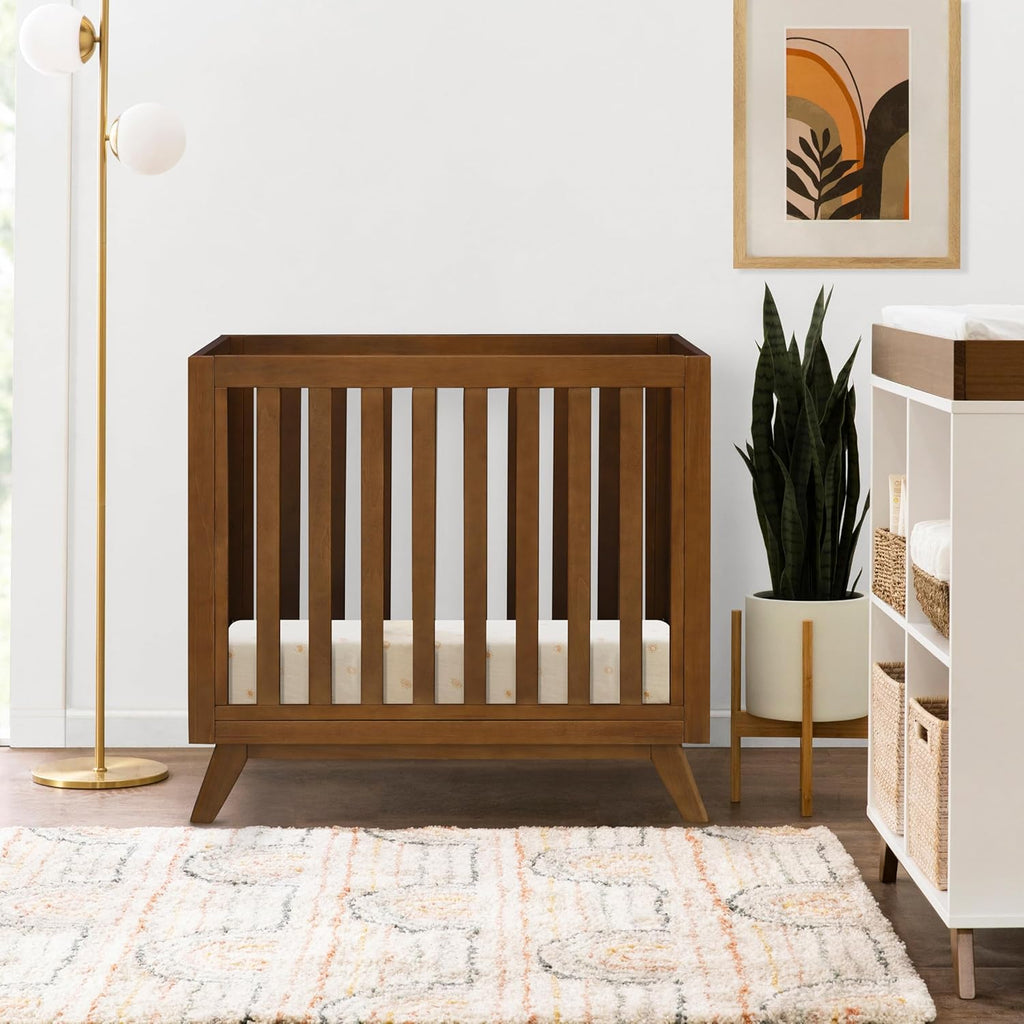 Davinci Otto 3-in-1 Convertible Mini Crib with 4" Mattress in Walnut, Greenguard Gold Certified