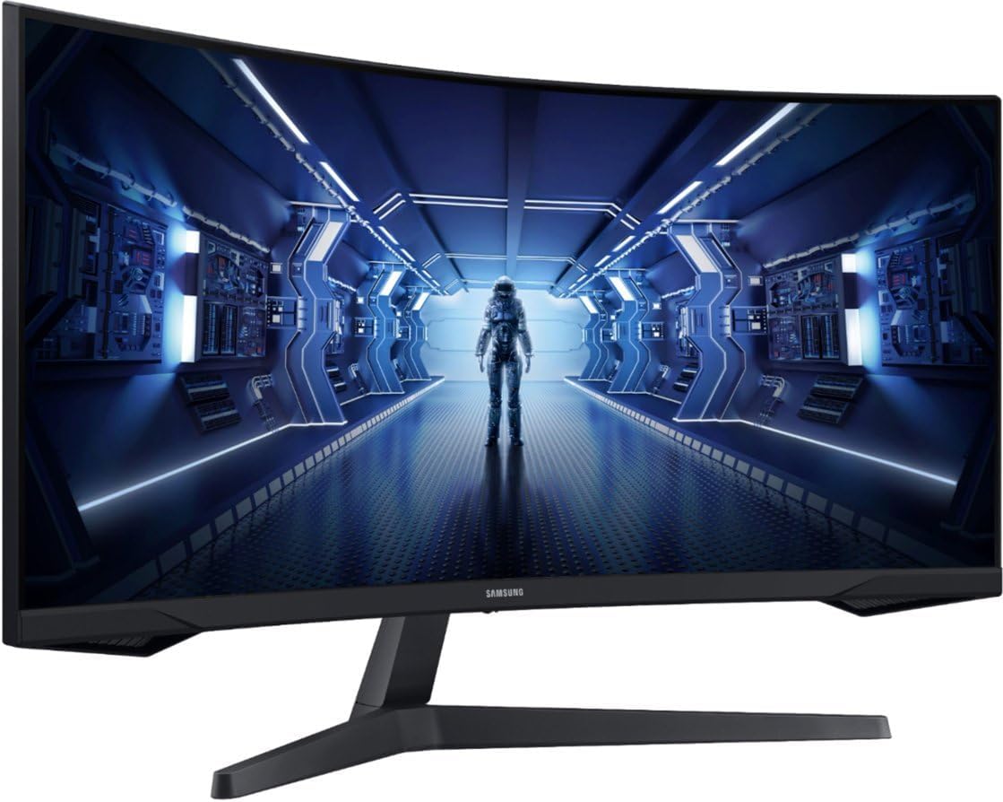 SAMSUNG 34" Odyssey G5 Series Ultra-Wide WQHD Gaming Monitor, 1000R Curved, 165Hz, 1ms Response Time, FreeSync Premium, Black, with MTC HDMI Cable