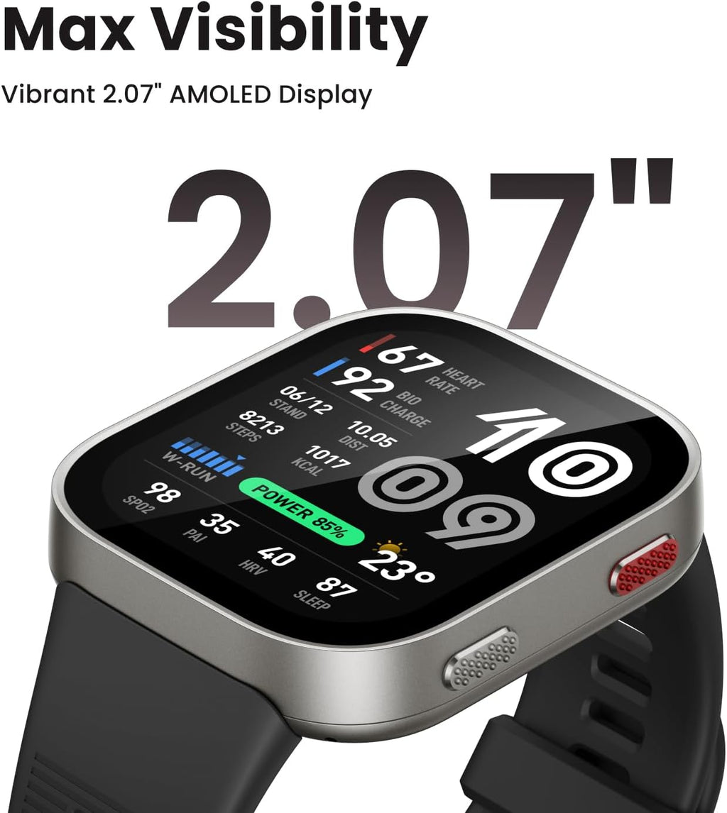 Amazfit Bip Max 50mm Smartwatch, 2.07" AMOLED Display, 20 Days of Battery, GPS, 4GB Storage, Offline Maps, Fitness Tracker, Hybrid Training, 150+ Sports, HYROX Mode, 5 ATM for Android & iPhone, Blue