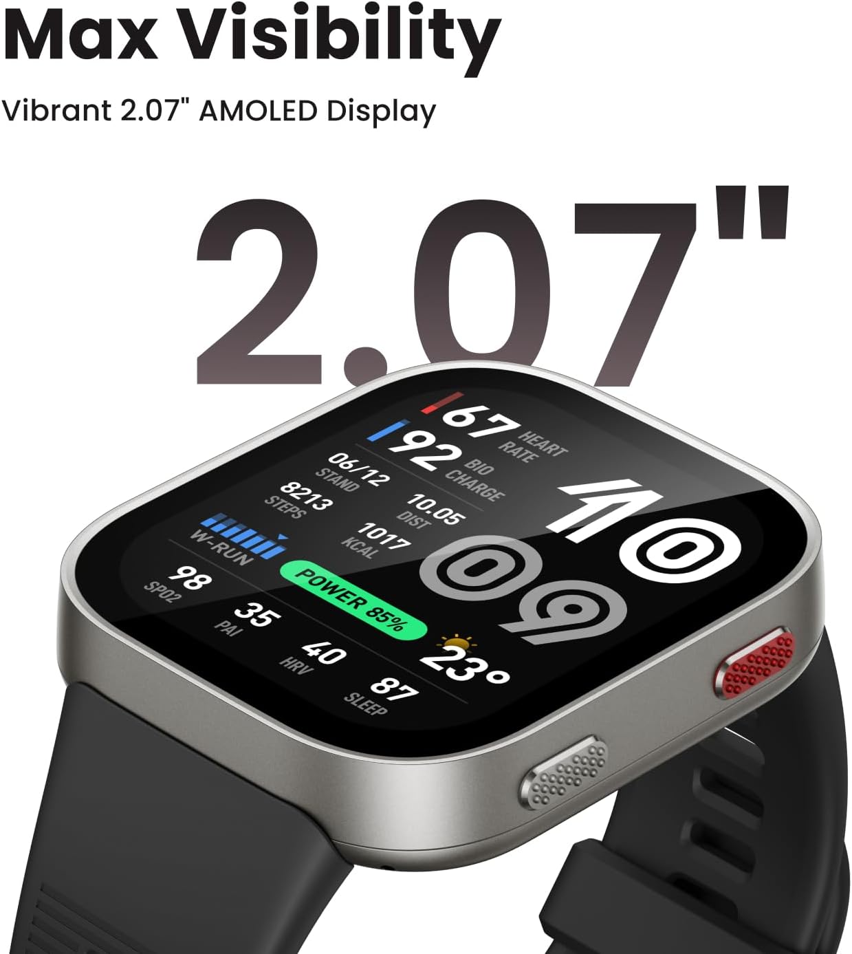 Amazfit Bip Max 50mm Smartwatch, 2.07" AMOLED Display, 20 Days of Battery, GPS, 4GB Storage, Offline Maps, Fitness Tracker, Hybrid Training, 150+ Sports, HYROX Mode, 5 ATM for Android & iPhone, Blue