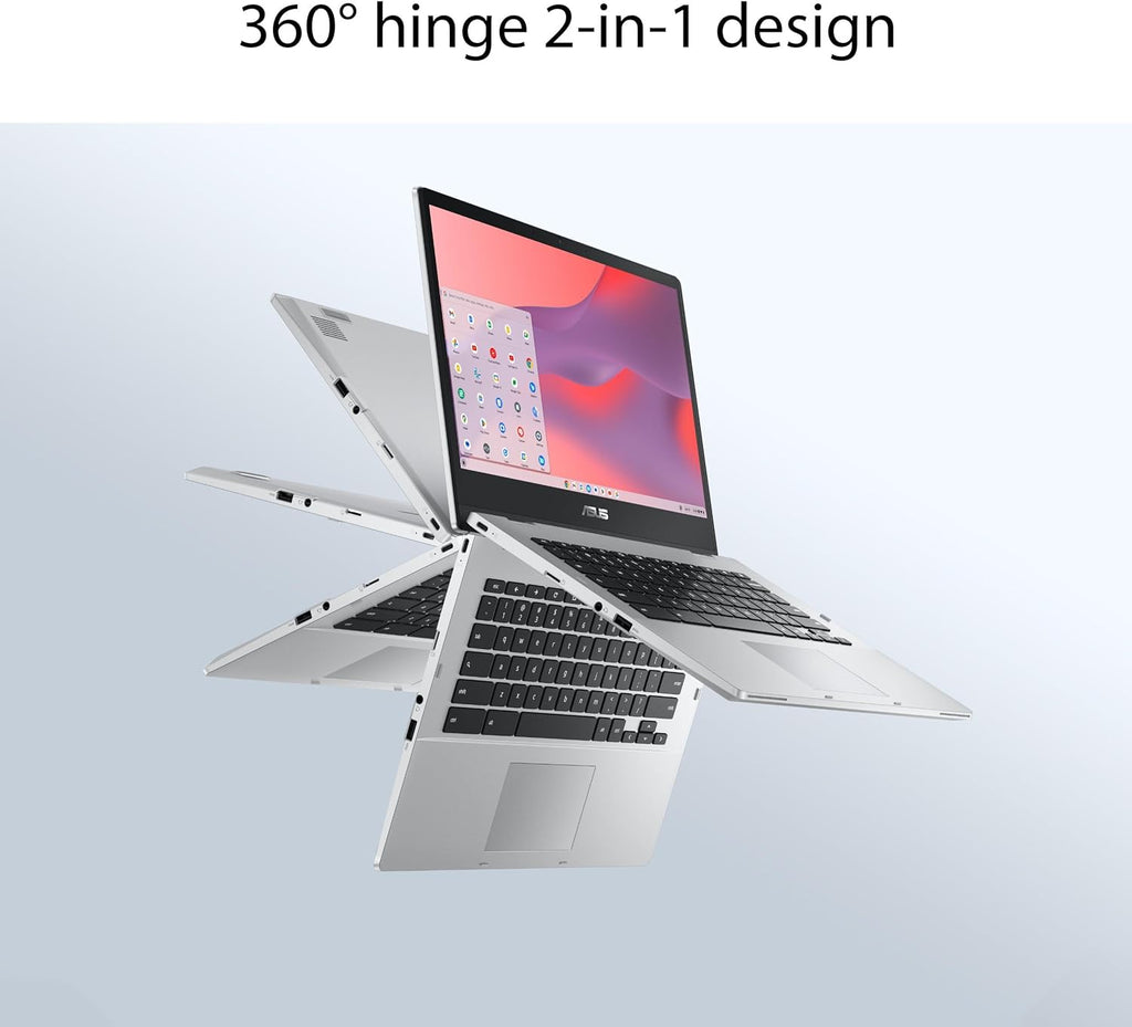 ASUS Chromebook Flip CX1 Convertible Laptop, 14" FHD NanoEdge 360-degree Touchscreen, Intel Celeron N4500 Processor, 128GB eMMC Storage, 8GB RAM, ChromeOS, Transparent Silver, CX1400FKA-AS88FT