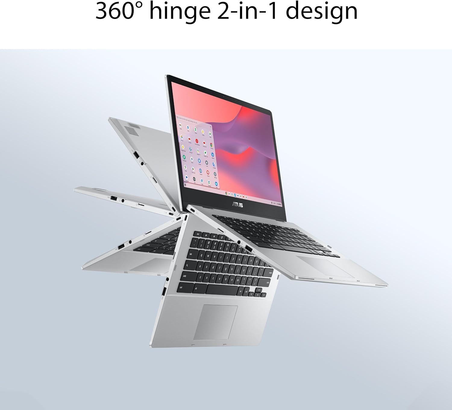 ASUS Chromebook Flip CX1 Convertible Laptop, 14" FHD NanoEdge 360-degree Touchscreen, Intel Celeron N4500 Processor, 128GB eMMC Storage, 8GB RAM, ChromeOS, Transparent Silver, CX1400FKA-AS88FT