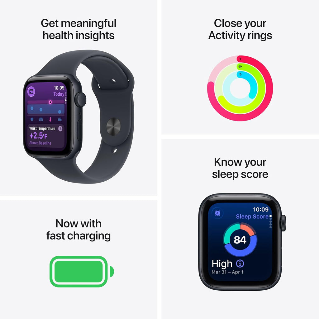 Apple Watch SE 3 GPS 44mm Smartwatch with Starlight Aluminum Case with Starlight Sport Band - M/L. Fitness and Sleep Trackers, Heart Rate Monitor, Always-On Display, Water Resistant