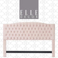 Elle Decor Celeste Tufted Upholstered Padded Headboard with Contemporary Button Tufting, Soft Linen-Textured Fabric, Queen Size, Blush Pink Velvet